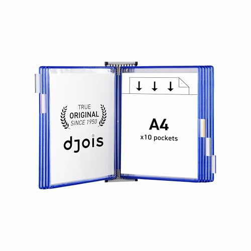 Tarifold Technic Wall Affichage Unit avec 5 Clip-on Index onglets et 10 Pochettes A4 Bleu Ref 414101