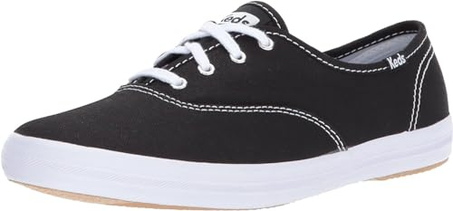 Keds Women's Champion Original Canvas Lace-Up Sneaker, Black Canvas, 7.5 M US