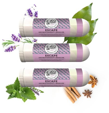 Wild Essentials 3 Pack of Escape Aromatherapy Nasal Inhalers Made with Premium Grade Essential Oils, Day Dream, Relaxation, Stress, Meditation,