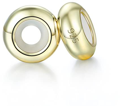 LOVANS 2 PCS 925 Sterling Silber Gummi Spacer Stopper für Armbänder (Gold)