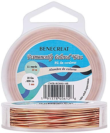 BENECREAT fil de cuivre nu de calibre 18/1mm fil de cuivre solide pour la fabrication de bijoux, 33 pieds/10m