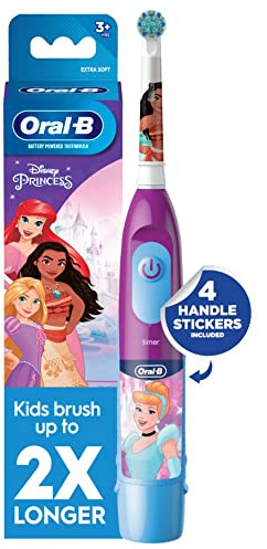 Oral-B Kid's Battery Toothbrush Featuring Disney Princess, for Kids 3+, Pink/Turquoise
