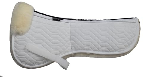 Engel Reitsport SAKIS1AP-L-WEI-MED - Cuscino da sella imbottito con bordo in pelliccia anteriore, in tessuto bianco