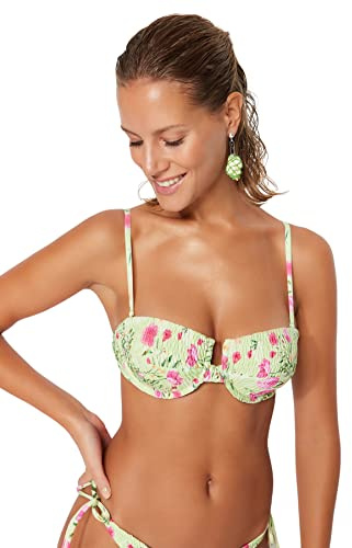Trendyol Haut de Bikini tissé à Balconnet pour Femme, Multicolore, 62