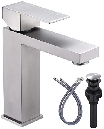 Brushed Nickel Bathroom Faucet ARCORA Modern Faucet for Bathroom Sink Single Hole Bathroom Faucet with cUPC Supply Lines and Pop Up Drain
