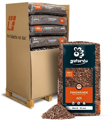 GALAMIO Pinienrinde Fein 8-15mm 60l x 13 Sack 780l 1 Palette Pinienmulch Pinienerde Rindenmulch Pinienborke Pinie Mulch Bark Rinde Für Pflanzen Garten Terrarium Dekorativer Bodenbelag Paligo