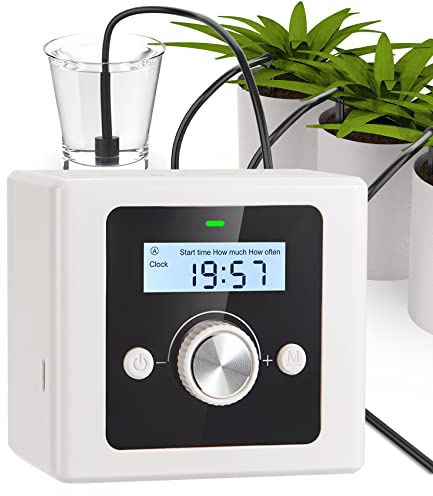 Irrigazione Automatica,Irrigazione a Goccia per Vasi interni,Sistema di irrigazione Automatico,Kit Irrigazione Automatico Terrazzo,con Timer Programmabile,Ideale per Irrigazione Vacanze