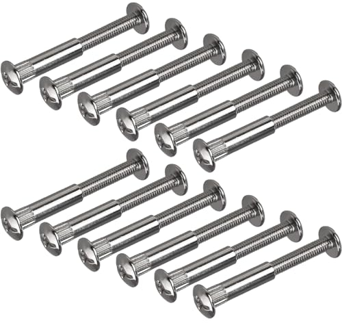 Aililong Juego de 12 tornillos de casquillo M6 – Tornillos de conexión para tablas de madera, armarios y estructuras de muebles | Conector de placas