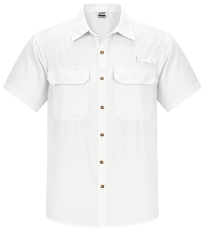 Outdoor Ventures Herrskjorta, kortärmad, UV-skydd, fritidsskjorta, vattentät, Vit, XXL