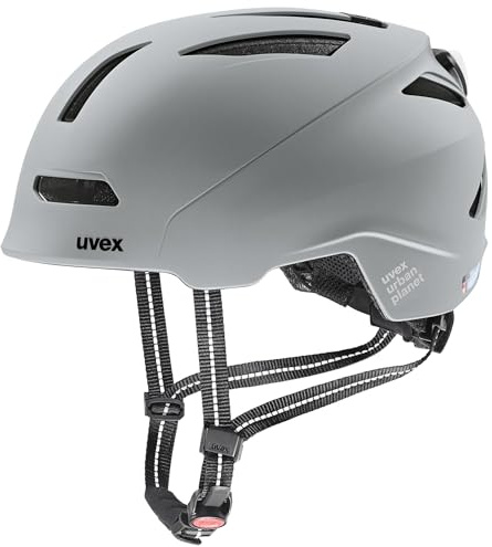 uvex Urban Planet LED Casco de Bicicleta, Adultos Unisex, Rhino Matt, 58-61 cm