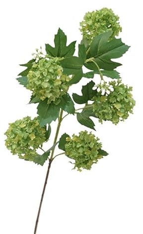 HXSCOO 5 Snowball Wood Hydrangea Simulation Floral Indoor Model Room Decoration Fake Flowers(DarkGreen)