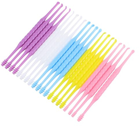 Beaupretty Kit de 20 Limpiadores de Cerumen para Oídos Cabezal Doble de Abs, Removedor Espiral Seguro y Fiable para Limpieza Óptima y Portátil