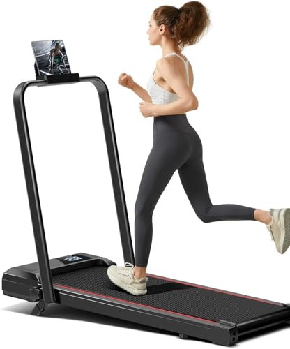 Laufband für Zuhause mit Neigung, 2 in 1 Walking Pad, Klappbar Laufband mit Steigung, 2.5HP Under Desk Schreibtisch Treadmill für Zuhause & Büro, Fernbedienung, Keine Installation (Rot)