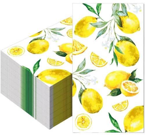 Ymxygz 100 Tovaglioli di Carta Limone, Tovaglioli per Feste a Tema Tropicale, Tovaglioli di Carta Velina Limone per Articoli per Casa