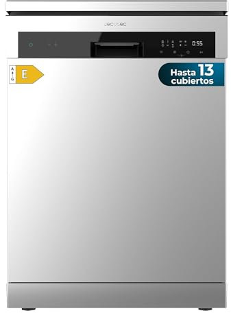 Cecotec Lavastoviglie Libera Installazione 60cm Bolero Aguazero 6110 Inox. 1850W, 13 Coperti e 6 Programmi, Funzione Mezza Carica, Programma 3 in 1, Avvio Ritardato, Dry+, FullTouch e ChildLock, Inox