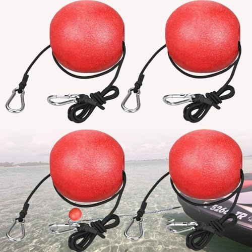MOPHOEXII Flotador de anclaje, 2 o 4 flotadores de piscina, boya marcadora de anclaje, flotador de boya de alta visibilidad con cuerda elástica de 51 pulgadas y clip para piscinas, cuerdas de esquí