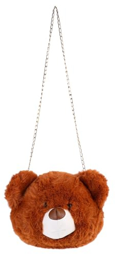 SWOOMEY Borsa a Tracolla in Pelliccia Sintetica di Coniglio a Forma di Orso Design Cartone Animato Carino , Sacchetto di Stoccaggio Funzionale Colore Caffè
