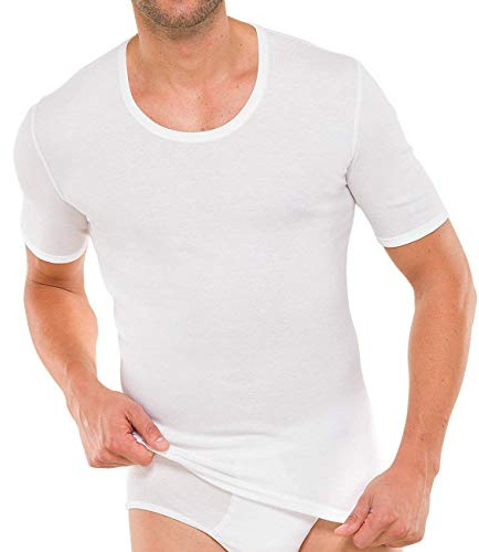 Schiesser Pack of 2 Men's Vests 1/2 Sleeve Cotton Fine Rib M-XXXL - White, White, 9 (Gr. XXX-Large)