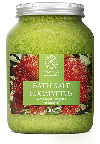 Badesalz Eukalyptus 1300g - Meersalz mit Natürlichen Ätherischen Eukalyptusöl - Aromatherapie - Körperpflege - Hautpflege - Schönheit - Badezusatz - Baden