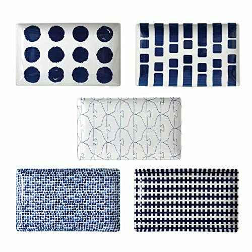 natural69 [QA10] Swatch Length Angle Dishes Set of 5 Palette/Point Lock/Stitching/Tile/Zip X Hasami