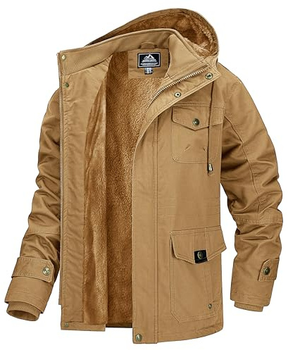 MAGCOMSEN Veste bomber d'hiver en polaire pour homme style militaire, coupe-vent avec capuche