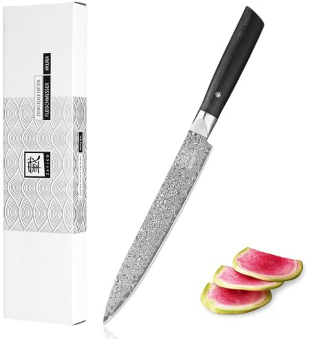 zayiko Black Edition Carving Knife, 8.3-Inch VG10 Core Damascus Chef Knife
