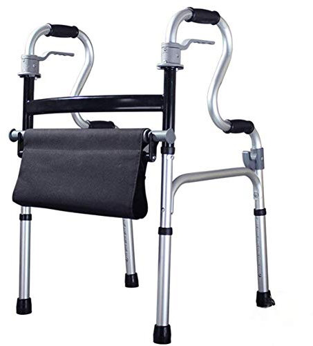 SGSG Sgabello Old Man Telaio da Passeggio in Alluminio con Cuscino Senza Ruota Pieghevole per disabili Doppia Impugnatura Morbida Curva Camminatore a Quattro Piedi