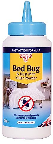 Zero In Bed Bug & Dust Mite Killer Powder - 250 g– Puffer-Pack Treatment, Ready-To-Use Fast-Acting Formula. Prevents Allergies