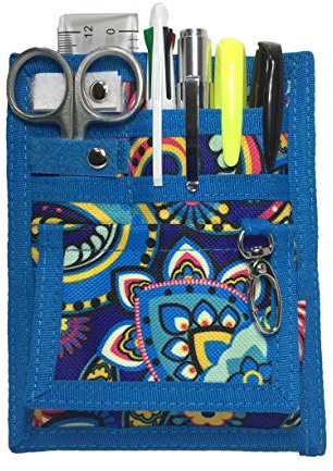 Applegate Brands llc Blue Paisley 6 Piece Protective Scrubs Lab Coat Pocket Organizer Kit