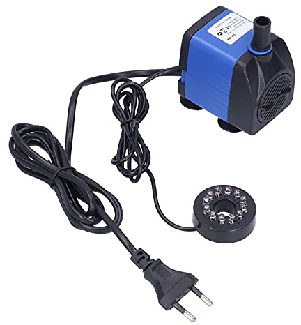 Duokon 3 in 1 , Blue Plastic Ultra Quiet Submersible Fountain Pump with 7 Color LED -Light for Aquarium, Dust, Aquarium, Statuary, Hydroponics EU 1000L/H, 15W)