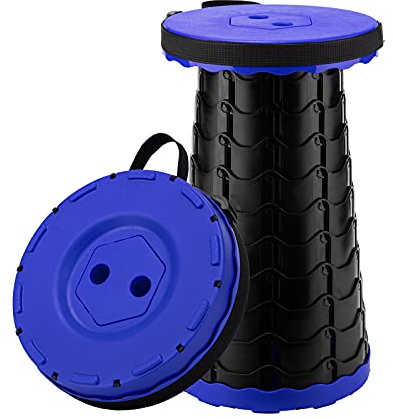 EGGREE 1 Pièce Tabouret Pliant Portable,Retractable Plastique Tabouret Télescopique Chaise Hauteur Réglable Légère Camping Siège pour Pêche,Pique-Nique（Bleu）