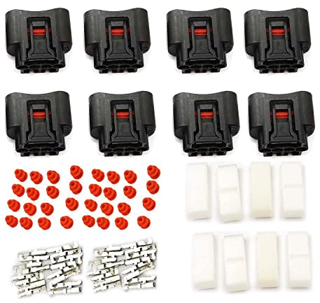 FainWan 8Pcs Ignition Coil 4 Pin Plug Connector Denso waterproof black socket #90980-11885/7283-7449 Compatible with To-yota Le-xus Camry Yaris