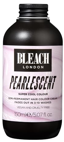 BLEACH LONDON Halvpermanent pärlemorskimrande hårfärgningskräm, pärlrosa, vegan, grymhetsfri, vibrerande, tillfälligt färgämne, 150 ml