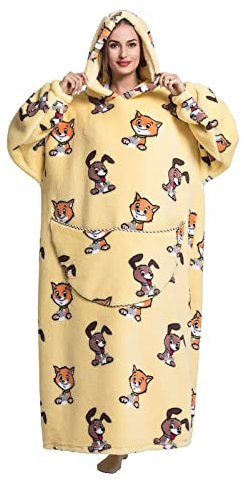 Shamdon Home Collection Oversized Blanket Hoodie for Women Men Adult - Extra Long Warm and Soft Snuggle Hooded Wearable Blanket Sweatshirt, Gifts for Christmas Birthday