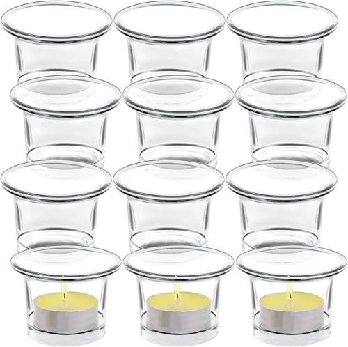 Tealight Candle Holder Set of 12,Glass Votive Candle Holders,Clear Tea Light Holders Bulk for Wedding Holiday Birthday Party Dinner & Home Decor