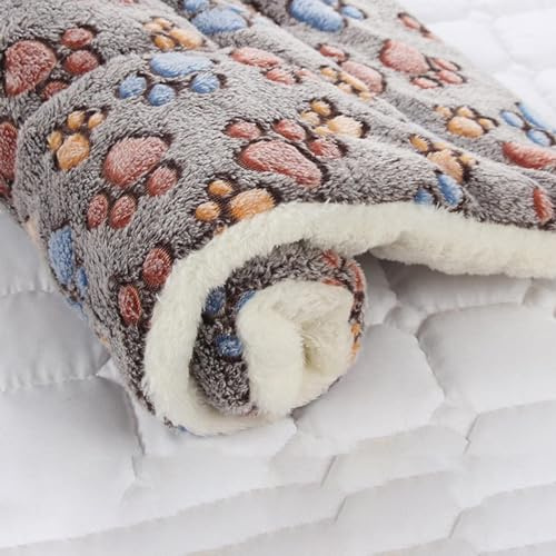 QKNTKF Couverture Moelleuse et Douce pour Chat - Couverture Apaisante pour Lit - Fournitures pour Animaux de Compagnie (Empreintes de Café, Taille XL : 68,6 x 50,8 cm)