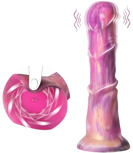 22CM Realistische Dildo aus Flüssigsilikon,Fantasy Dildo mit Saugnapf Groß mit 8 Vibrationsmodi und 1 Orgasmus-Modus,Sexspielzeug für G-Punkt Orgasmus,SM Masturbator Toys