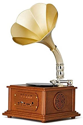 ROLTIN Tocadiscos Retro, Hi-Fi&Home Mini Vintage Retro Clásico Gramófono Forma de fonógrafo Altavoz estéreo Sistema de Sonido Caja de música
