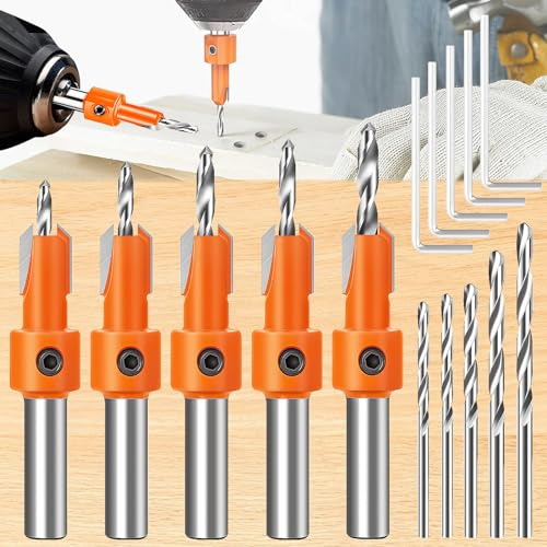 Begpoee - Juego de 10 brocas cónicas HSS con fresas para madera blanda y dura, plástico – llave hexagonal incluida (2,8/3/3,2/3,5/4 mm)