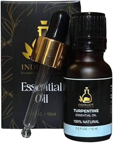 INDIROOT Turpentine,Pinus palustris Essential Oil, 100% Natural (0.5 Fl Oz/15ml, Turpentine)
