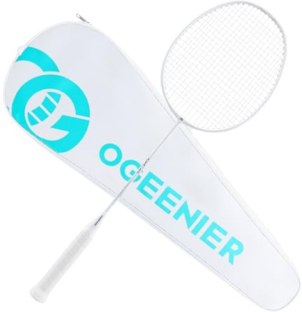 OGEENIER 3U Badminton Racket with Bag&Grip, White