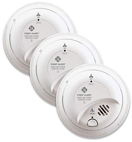 FIRST ALERT BRK SC9120B-3 Hardwired Smoke and Carbon Monoxide (CO) Detector with Battery Backup, White, Pack of 3