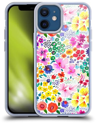 Head Case Designs Officially Licensed Ninola Artful Little White Floral Patterns Gel Case [Military Grade Protection] Compatible with Apple iPhone 12 Mini and Compatible with MagSafe