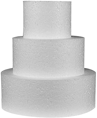 ORKIDEA PARTY TORTA DI POLISTIROLO A 3 PIANI - ALTEZZA PER CIASCUN LIVELLO 10 CM - DIAMETRO 20 CM - 15 CM - 10 CM. - DISCHI TONDI PER BASI TORTE