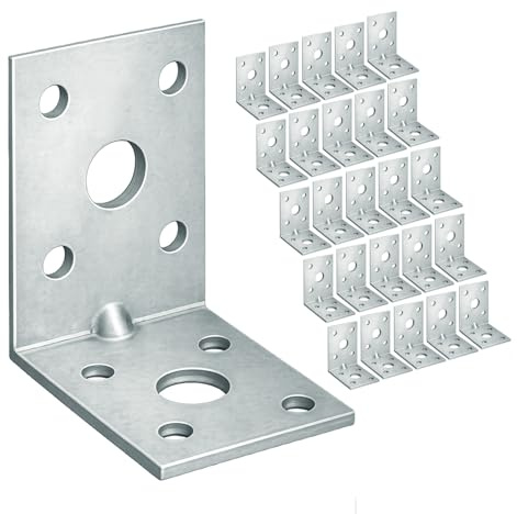 OMIdeas 25 x Escuadra Metalica De Angulo (50 x 50 x 35 x 2) Conector en ángulo Conectores angulares con reborde Angulos Metalicos Galvanizadas