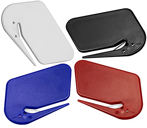 Letter Opener Envelope Slitter 4 Pack Letter Openers Plastic with Blade Envelope Opener Mail Opener for Envelope,Package,Paper Cut,Safe Letter Opener