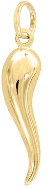 forme di Lucchetta Ciondolo Charm Cornetto Portafortuna in Vero Oro Giallo 18kt - 750 | Donna Ragazza | adatto a catenine e bracciali (fino a 4mm spessore)