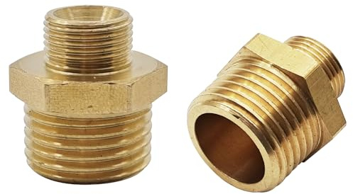 2 Pcs Brass Fittings, G1/2 Male to 9/16 Male Reducing Adapter for Garden Kitchen Bathroom Faucets