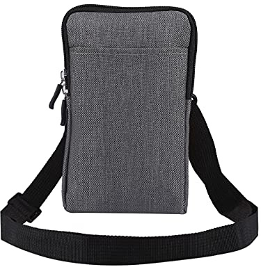 Mobiltelefon axelväska män vattentät, bältesväska mobiltelefon män grå, mobiltelefonväska liten smartphone väska galge höftväskor bältesväska armband väska med bältesögla bröstficka kurirväska