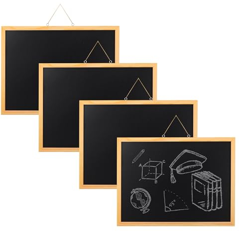 AZKEEGREY 4 Stück Schwarz Kreidetafel zum Aufhängen, 30 x 40 cm Holzrahmen, Tafel zum Beschriften, Blackboard Abwischbare für Büros Message Restaurant
